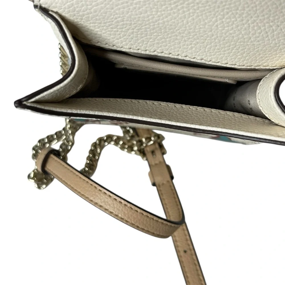 DKNY Womens Elissa North South Cream Graffiti Print Leather Crossbody‎ Bag